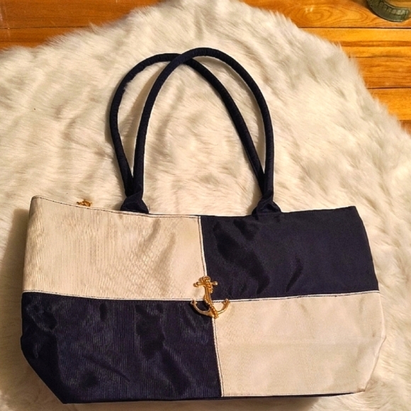 Navy and White Tote Bag - Picture 5 of 6